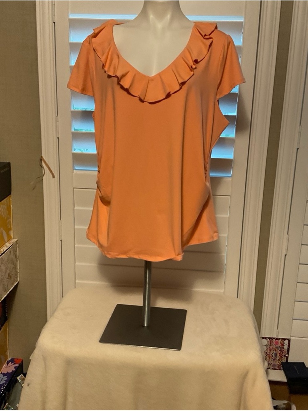 Cato Peach Ruffle V-Neck Blouse